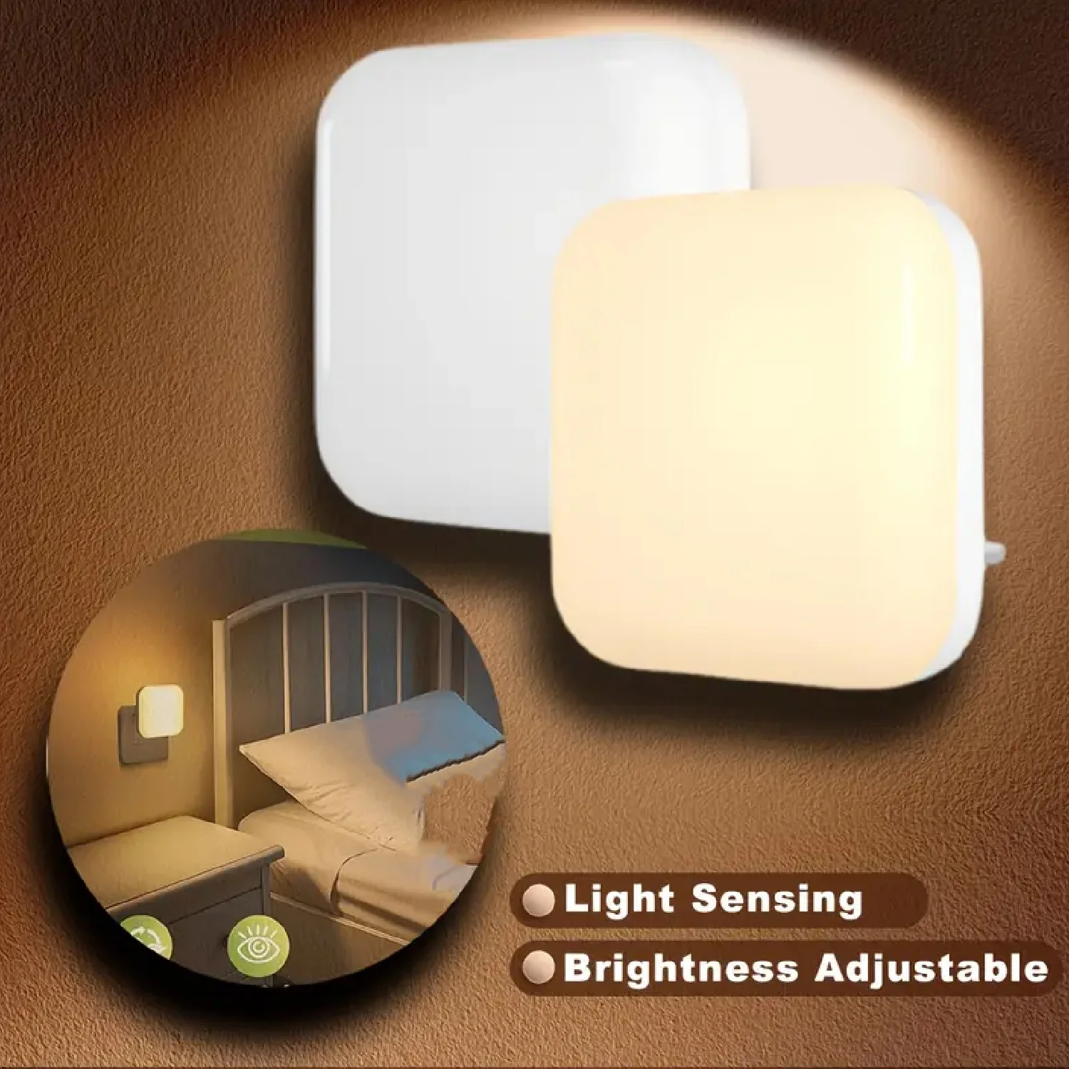 1 Stück/2 Stück LED-Nachtlicht zum Einstecken in die Wand, Nachtlichter mit Lichtsensor, Dämmerung bis zum Morgengrauen, 0,5 W quadratische Plug-in-Nachtlichter, 2700 K warm