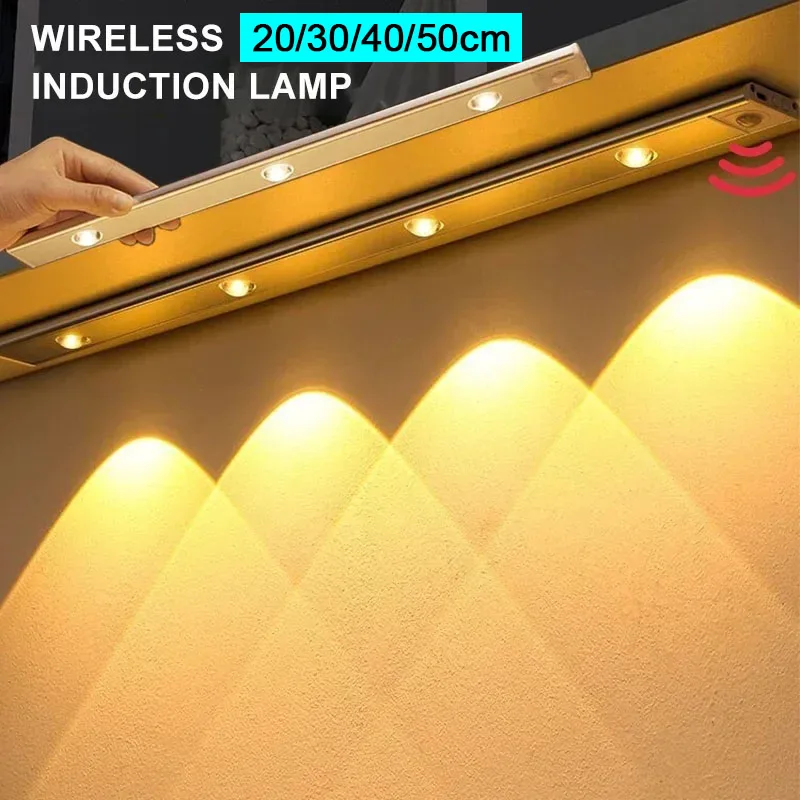 3-in-1-Unterschrankbeleuchtung, kabellose Lampe mit Bewegungsmelder, Nachtlichter für Küche, Schlafzimmer, Kleiderschrank, Schreibtisch, 20/30/40/50 cm