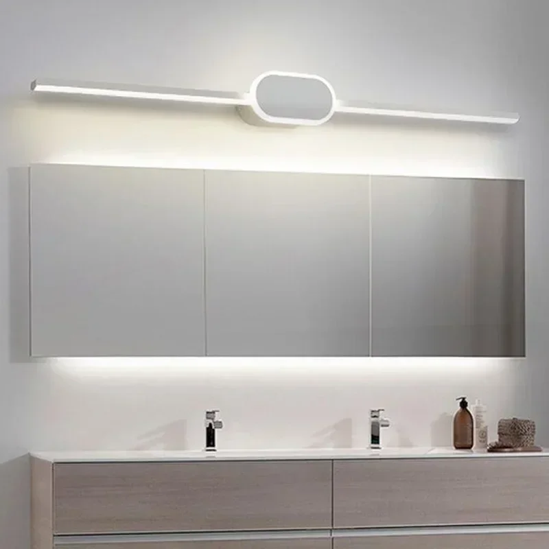 Moderne Luxus Badezimmer Wandleuchte Schwarz Weiß Aluminium LED Streifen Spiegellampe Badezimmerlampe Einfache Badezimmerspiegel LED-Licht
