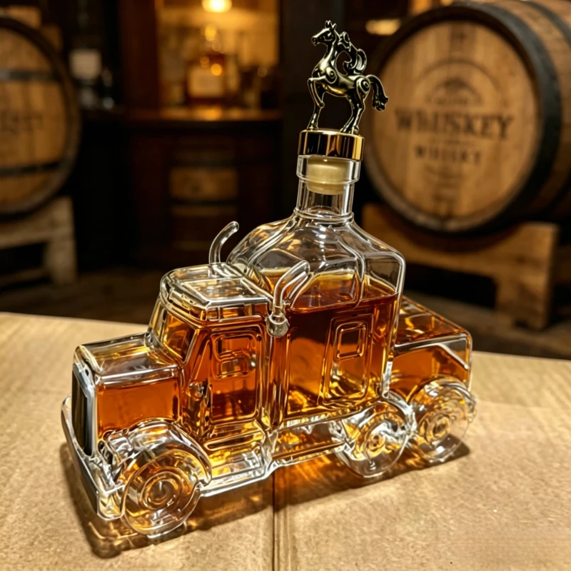 Yang-Truck Design Wein-Dekanter, Whiskey-Krug mit Pferdekopf, Korkverschluss, Bar-Flasche, Fahrer-Geschenke & Hausbar-Dekorationen