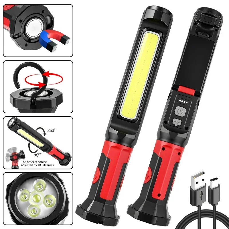 Autoreparatur-Arbeitsleuchte COB Wiederaufladbare Handinspektionslampe mit Magnetischem Notfallbeleuchtungssystem ​ ​ LED-Arbeitsleuchte