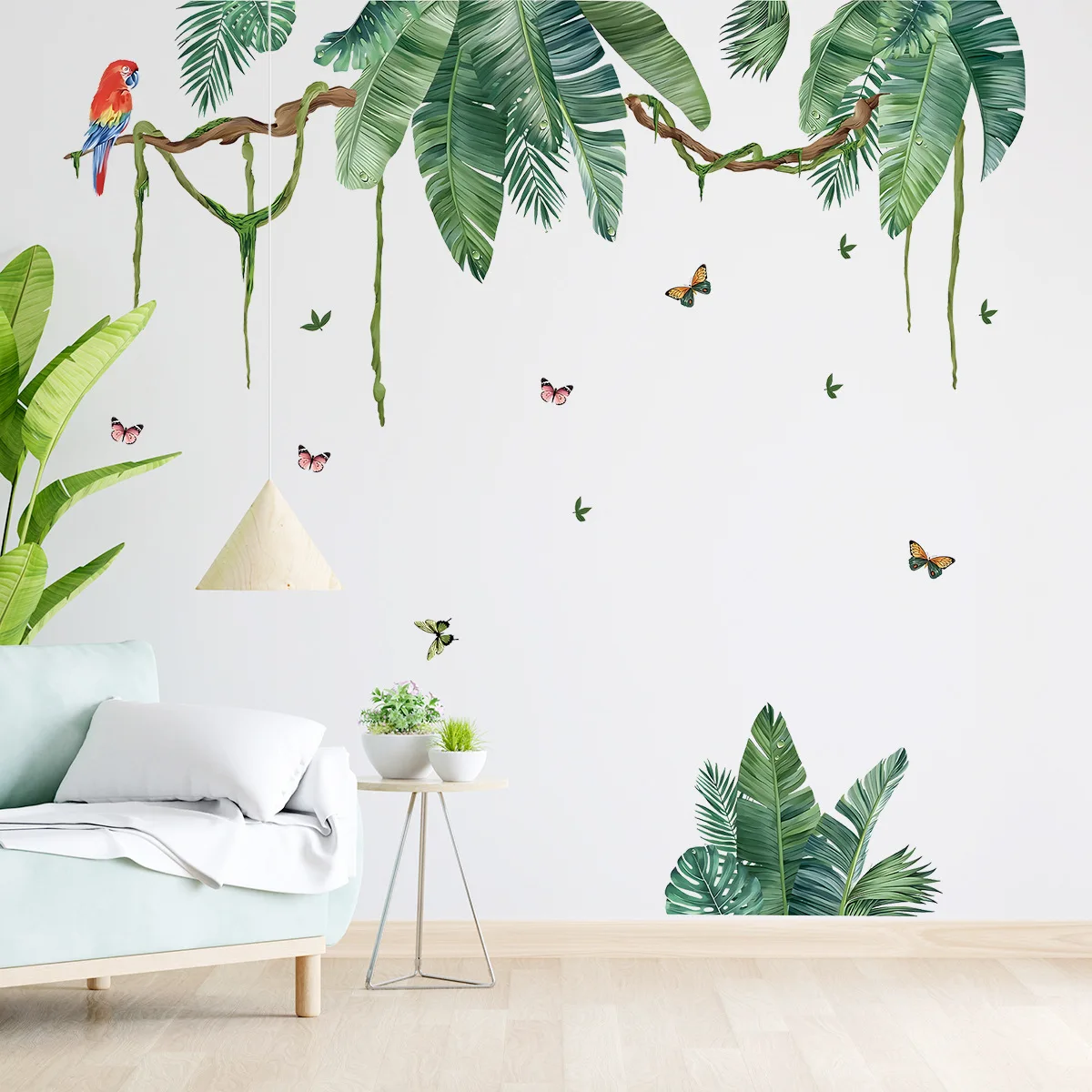 Aquarell Blatt Schmetterling Vogel Pflanze Wandaufkleber für Wohnzimmer Dekor Kinder Kinderzimmer Schlafzimmer Dekoration Wandtattoos