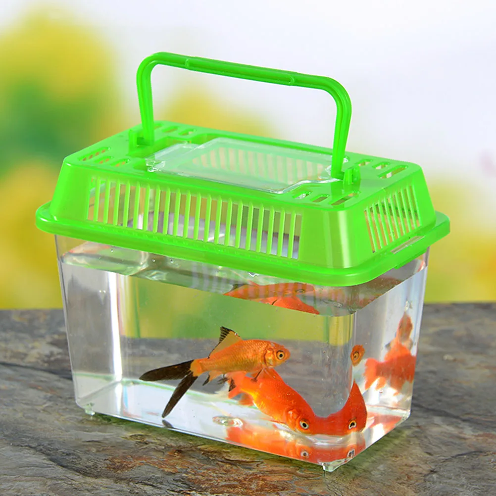 Tragbare Aquarium Handheld Aquarium Fisch Box Transparent Schildkröte Box Pet Hamster Box Outdoor Reise Fisch Schalen Zufällige Farbe Deckel