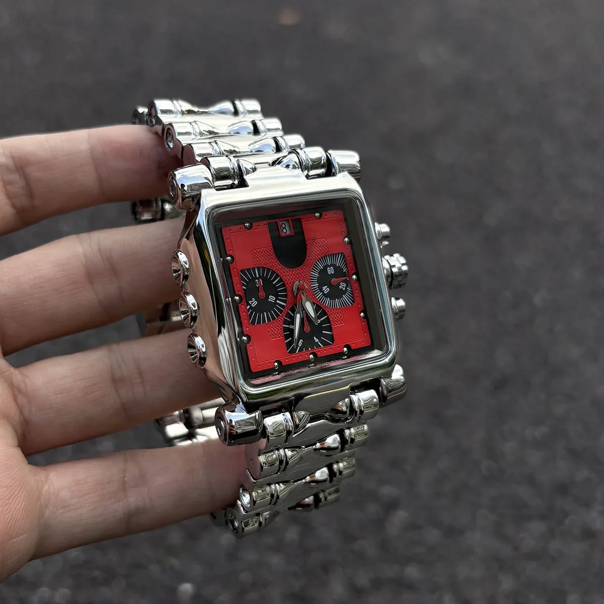 Multifunktionale antike Alabaster Industries Y2K Quarzuhr für Herren, große, hochwertige Uhr mit sechs Zeigern, personalisierbar, einzigartig, AAA Herrenuhr