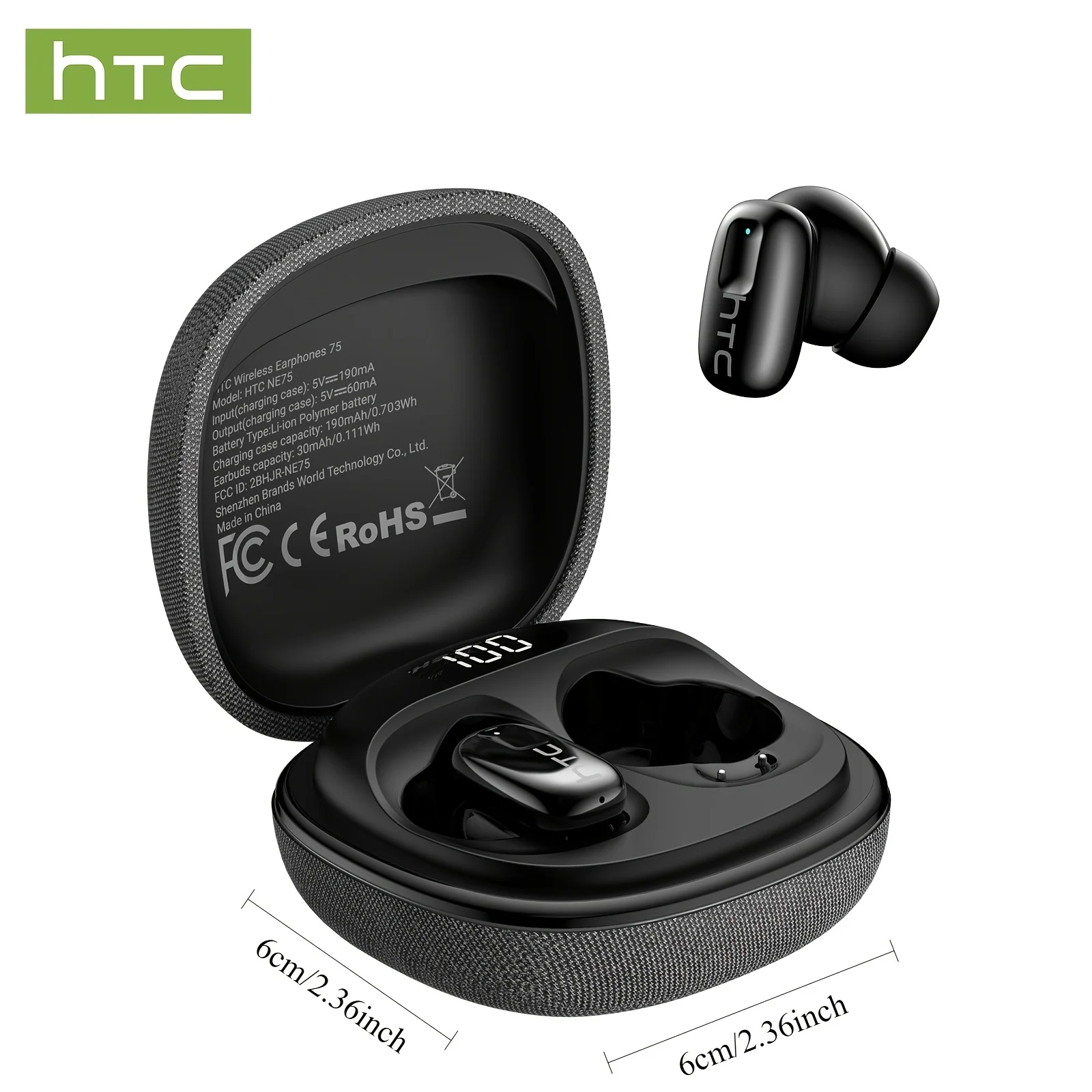 HTC NE75 Kabellose Kopfhörer mit KI-Übersetzungsfunktion, Bluetooth-Headphones mit Geringer Latenz, Langer Akkulaufzeit, Surround-Sound für Sport und Reisen
