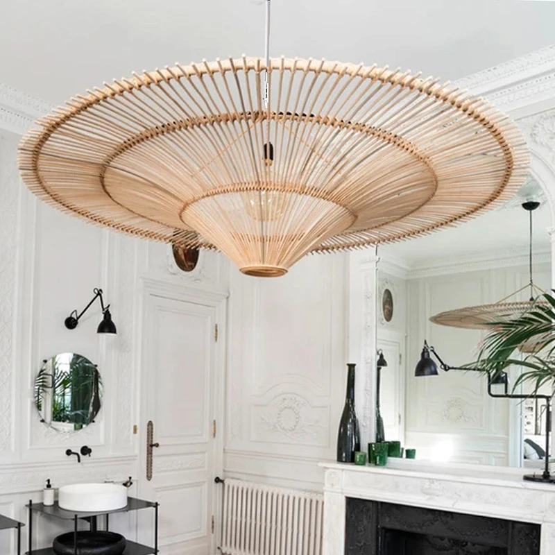 Neue Rattan Pendelleuchte Vintage Designer Leuchte Restaurant Esszimmer Bar Leuchten Retro Home Decor Moderne Kronleuchter