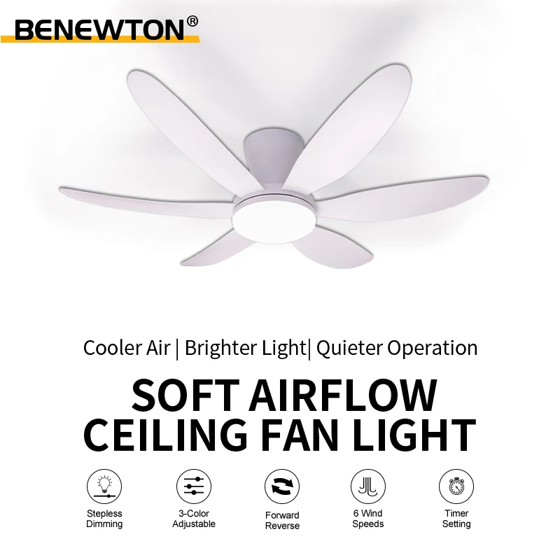 42,91 Zoll Deckenventilatoren mit LED-Beleuchtung 3 Farben 6 Geschwindigkeiten DC-Motor Leise Ventilatoren Fernbedienung Flache Deckenventilatoren mit Beleuchtung