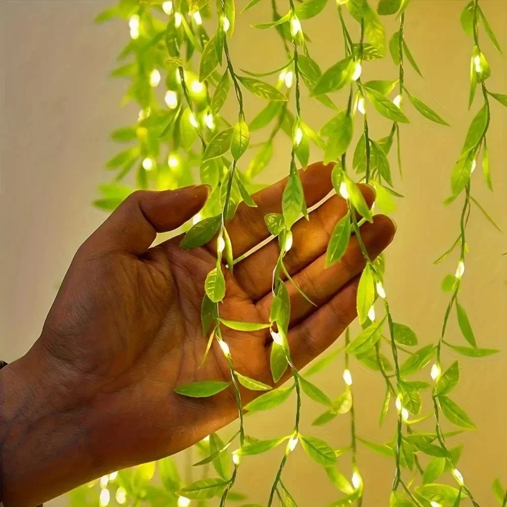 Batterie Efeu Reben Fee Lichterketten Weide Vorhang Lampe DIY LED Licht Nachahmung Blatt Künstliche Blatt Kupfer Draht Licht