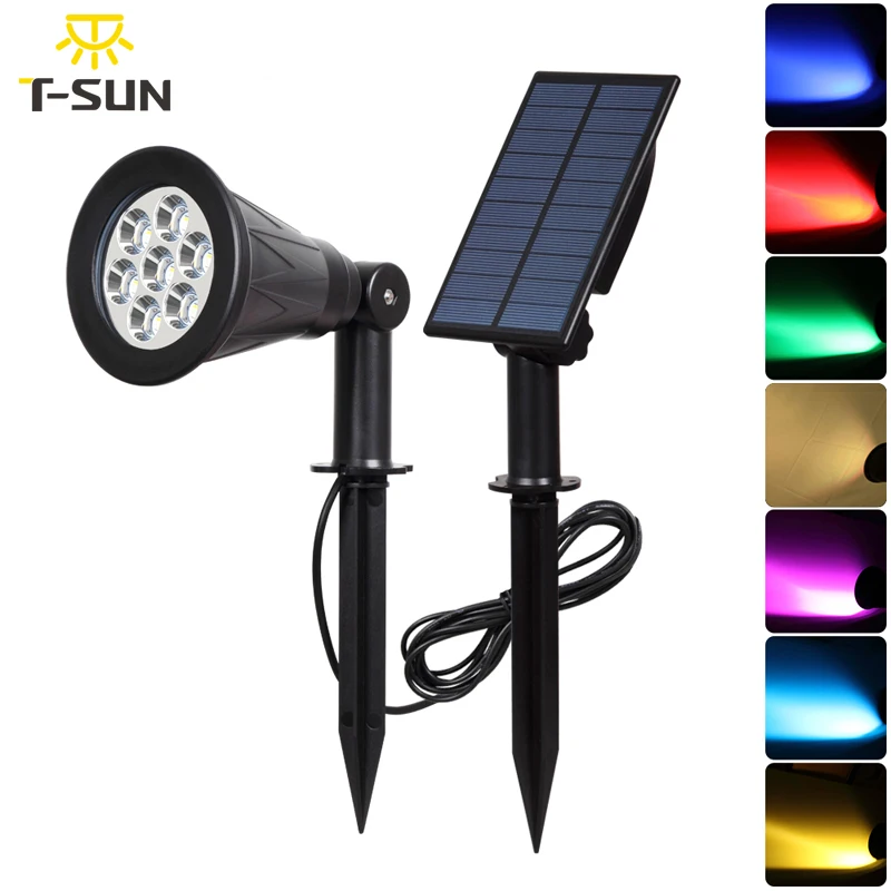 T-SUN 7LEDS Solar Rampenlicht IP65 Wasserdichte Solar Garten Licht Solar Wand Licht Solar Licht Mit Feste Farbe Solar Lampe outdoor