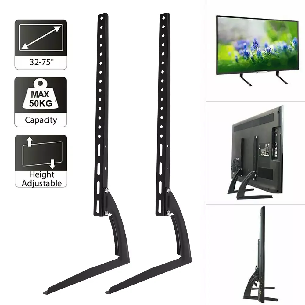 TV-Halterung für 32–75 Zoll LCD-TV-TV-Ständer, Aufhänger, höhenverstellbar, Monitorhalterung, Fernsehhalterung, TV-Aufhänger
