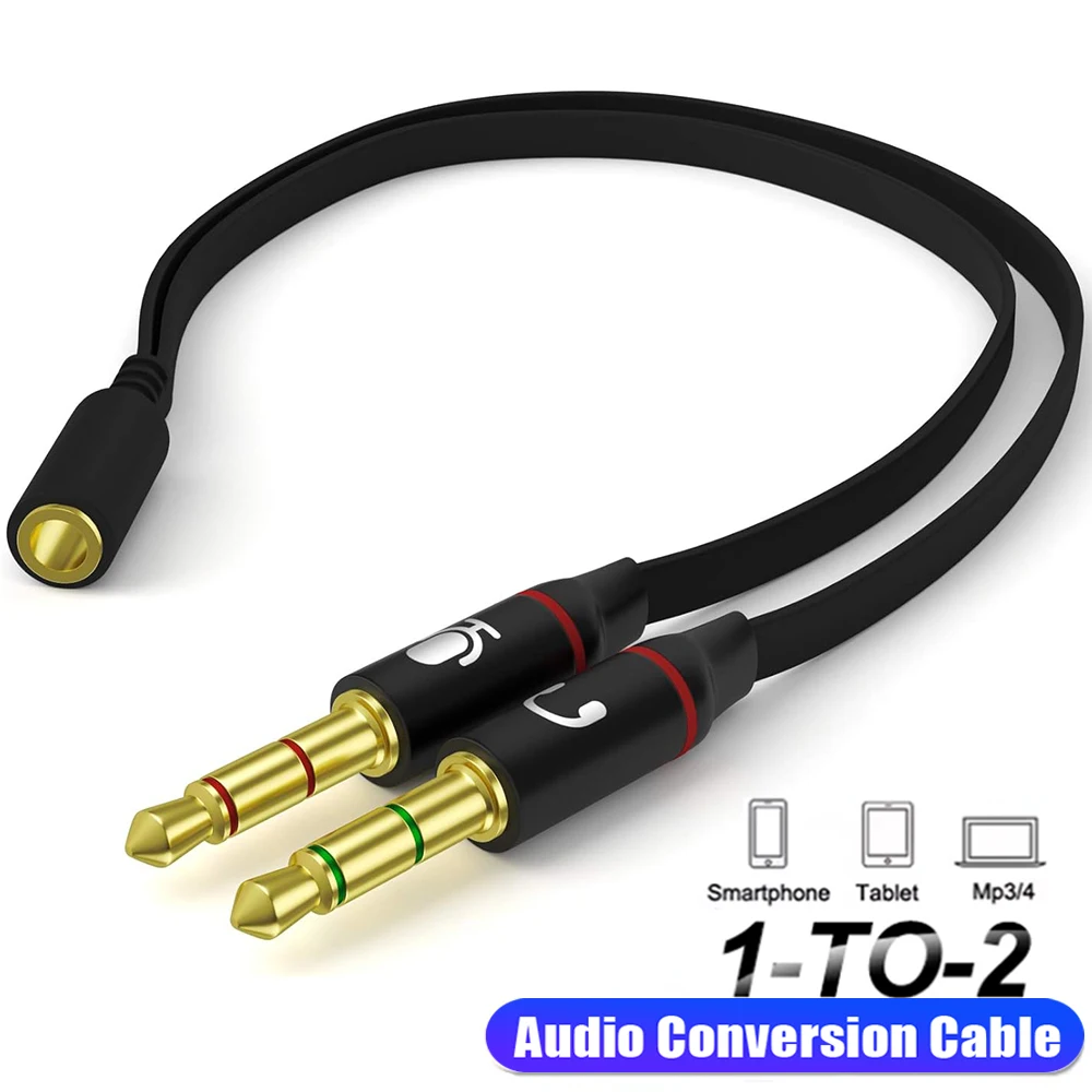 Kopfhörer-Y-Splitter für Computer, 3,5-mm-Buchse auf 2x 3,5-mm-Stecker, Audio-Adapterkabel für Gaming-Headset, PC, Telefon, Laptop, Dual-Kabel