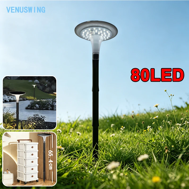 80 LED Solarleuchten für Außenbereich, Runde Solarleuchten für Wege, Solar-Gartenleuchten, Runde Solarleuchten für Garten, Hinterhof und Gehwege