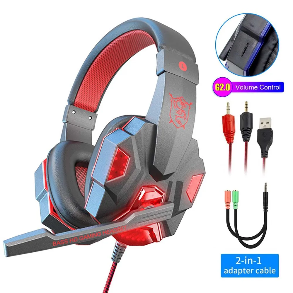 RGB-Gaming-Headset mit Mikrofon, Over-Ear-Kopfhörer mit Kabel, leichte Gaming-Kopfhörer für PC, PS4, PS5, Xbox, Laptop ﻿