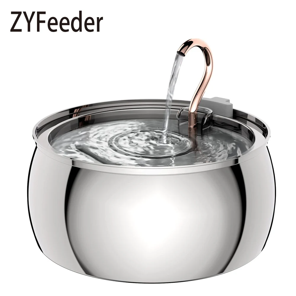 ZYFeeder 4L Katzen-Trinkbrunnen, Edelstahl-Wasserspender für Haustiere mit Fenster, geräuschlos, automatischer Wasserspender für Katzen und Hunde, nicht stecker