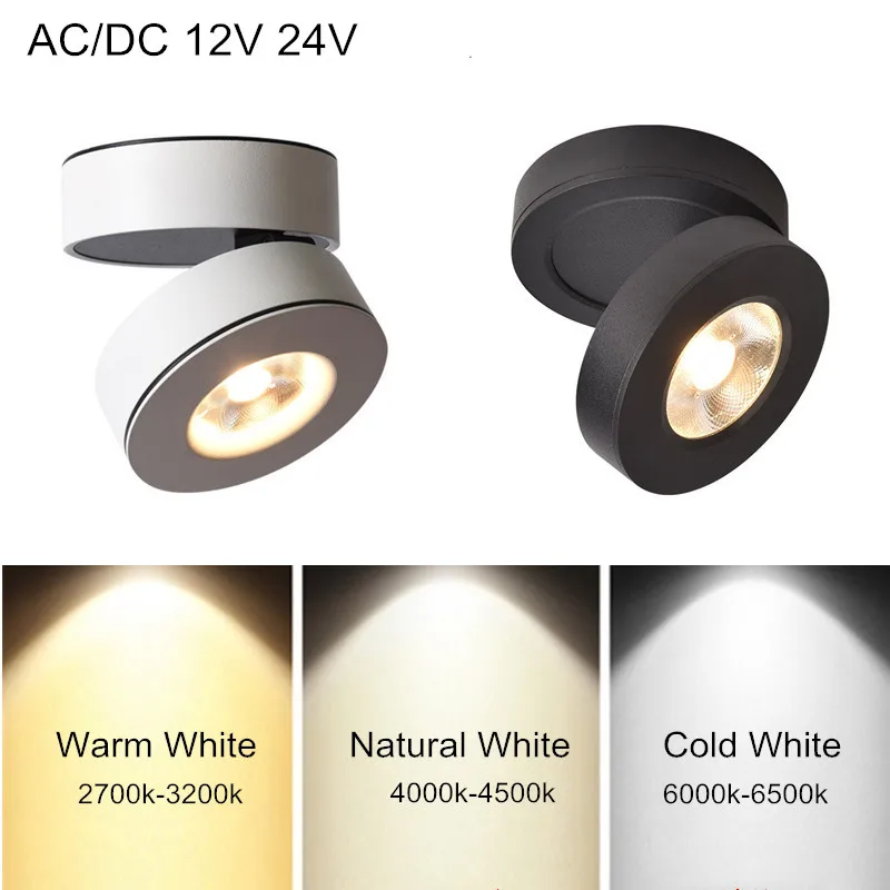 AC/DC 12V 24V Faltbarer Aufbau-LED-Downlight 5W 7W 10W 12W LED-Lampe 360° Drehbar 3000K/4000K/6000K LED-Spot-Leuchte