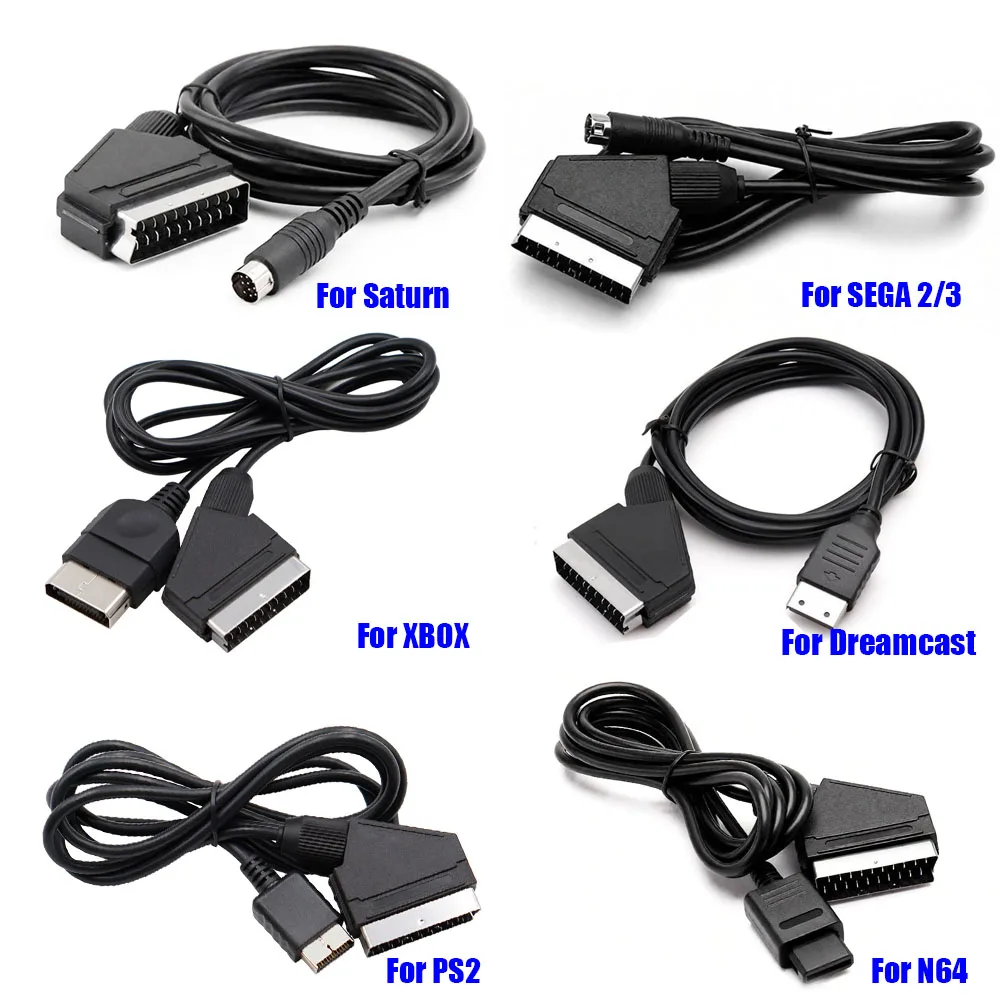 Yaru 1,8 m RGB-Scart-Kabel für PS2/PS1/PS3/SEGA Mega Drive1/MD2/DC Dreamcast/Saturn/XBOX/XBOX 360 Retro-Videospielkonsolen