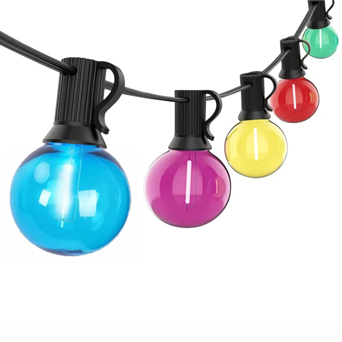 G40 LED-Lichterkette mit mehrfarbigen Kugeln für den Außenbereich, Garten, Weihnachtsbeleuchtung für Terrasse, Bistro, Veranda, Party, Garten, Hochzeitsdekoration