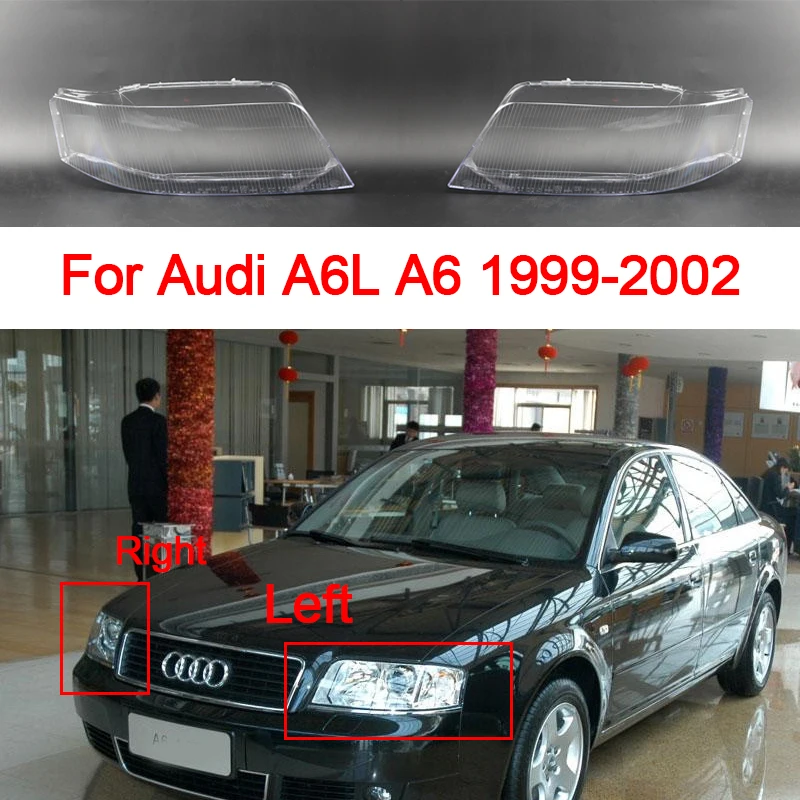 Für Audi A6 C5 1999-2002 Auto Front Scheinwerfer Glas Abdeckung Scheinwerfer Transparent Lampenschirm Lampe Objektiv Fall