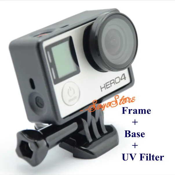 Standard-Schutzrahmen + Basis + UV-Filter-Zubehör-Set für Go Pro Hero 3 3+ 4, kostenloser Versand