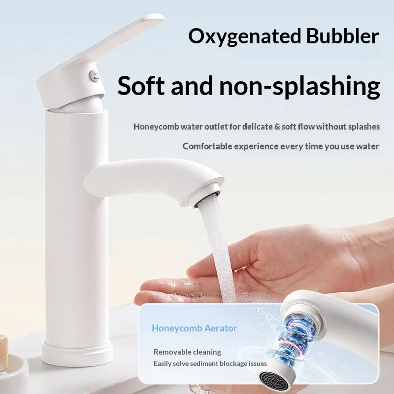 Weißer Badezimmer-Waschtischhahn, Warm- und Kaltwassermischer für Waschtischunterschrank, Handwaschbecken, Wasserhahn, Badezimmer-Armatur