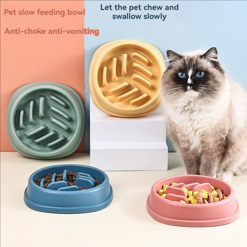 Heimtierbedarf, Slow-Food-Schüssel für Hunde und Katzen, Puzzle, nicht erstickend, rutschfest, Slow-Feeder, verdickter Kunststoff-Teller-Schüssel, Futternapf für Haustiere