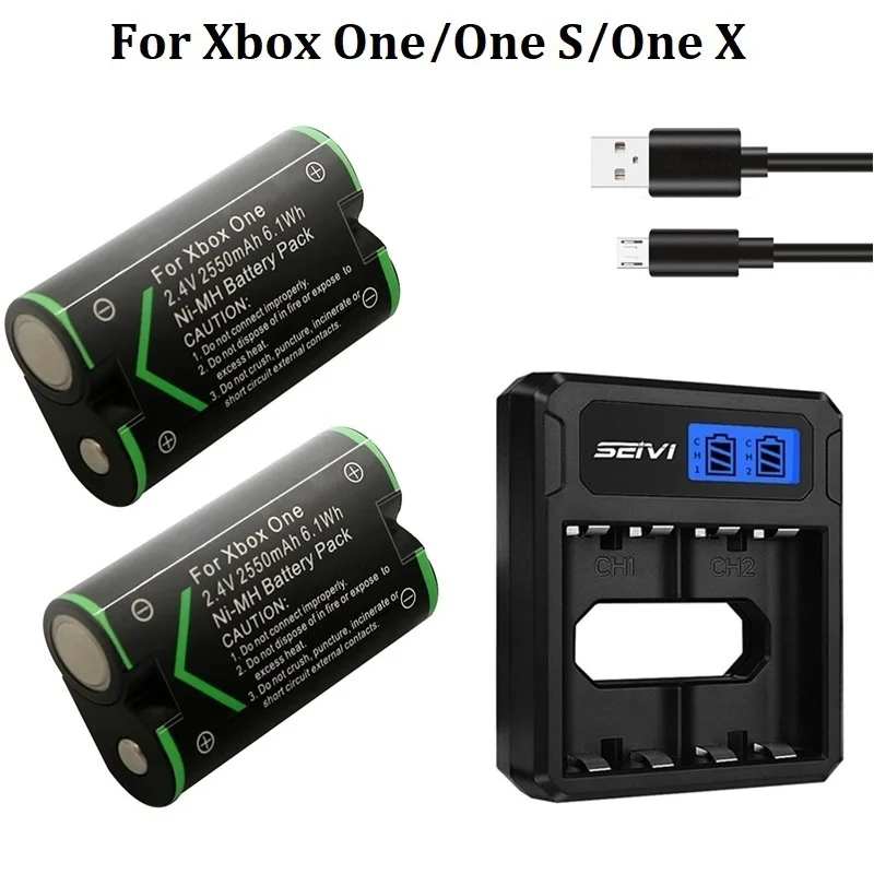 2550mAh Wiederaufladbarer Akku für Xbox One Xbox One X Xbox One S Xbox One Elite Wireless Controller Batterie für Xbox Gamepads