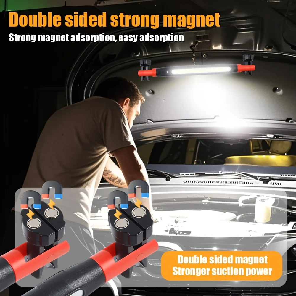 Superhelle magnetische Arbeitsleuchte mit eingebautem 2000mAh-Akku, Arbeitslampe für unter der Motorhaube, geeignet für Autoreparatur und Außenbeleuchtung.
