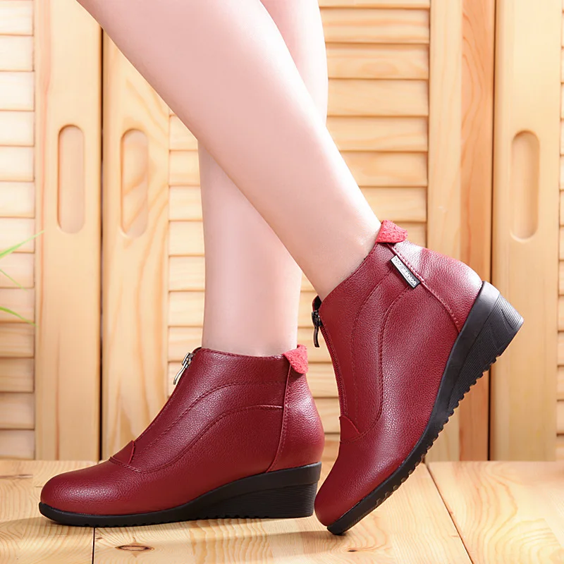 Winter Stiefel Frauen 2020 Frauen Schnee Stiefel Keil Heels Winter Schuhe Frauen Warme Pelz Casual Schuhe Zip frauen Schuhe botas Mujer