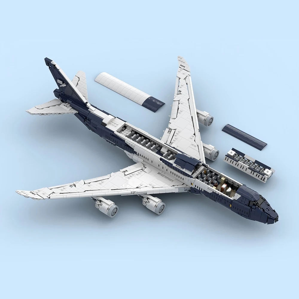 Neues MOC Lufthansa Boeing 747-8I kommerzielles Flugzeugmodell, DIY-Modularbausatz, Kinderspielzeug, Geburtstagsgeschenkset für Jungen