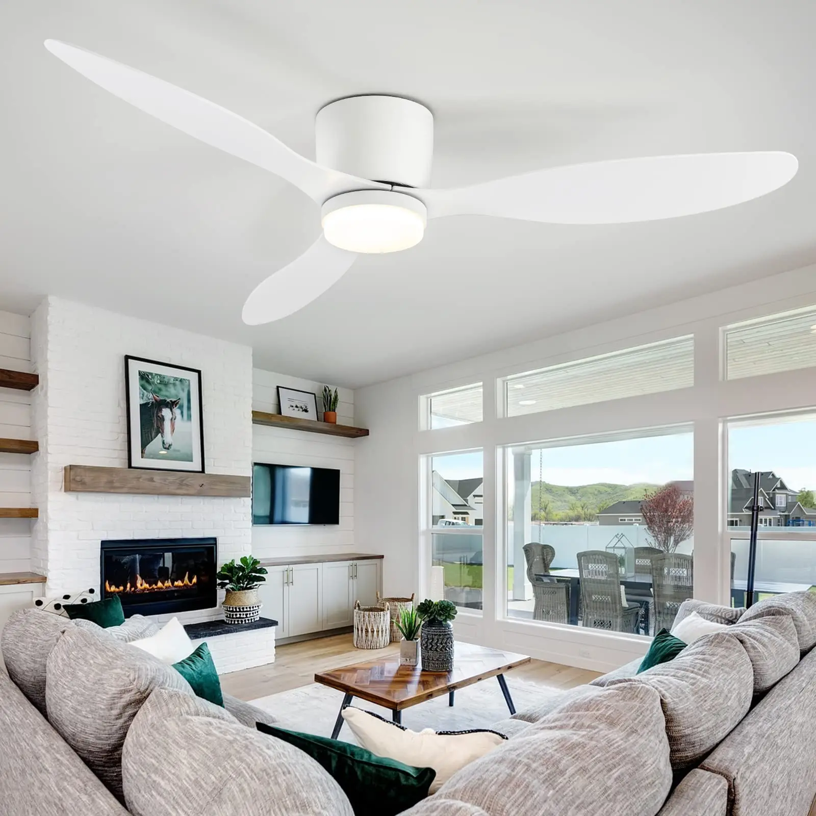 IRALAN Geräuscharmer und Leistungsstarker Deckenventilator 6-Gang Smart 3-Farben LED Deckenventilator mit Beleuchtung Schlafzimmerlampen Wohnzimmerleuchten