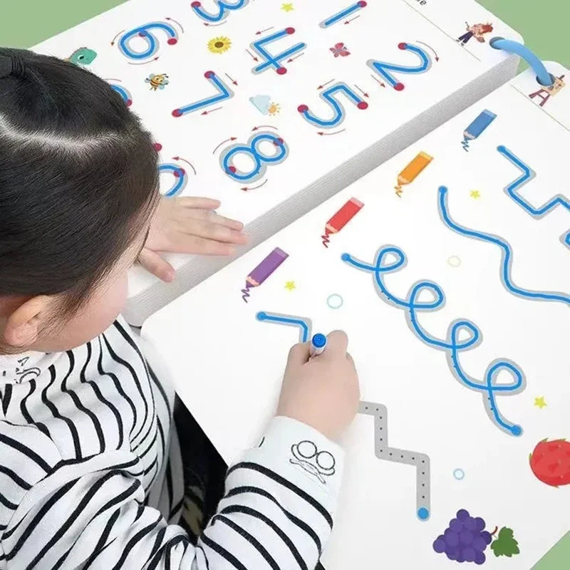 Magisches Rück verfolgungs arbeits buch montessori Trainings buch wieder verwendbares magisches Übungs heft Kinder, die Bildungs bücher zeichnen