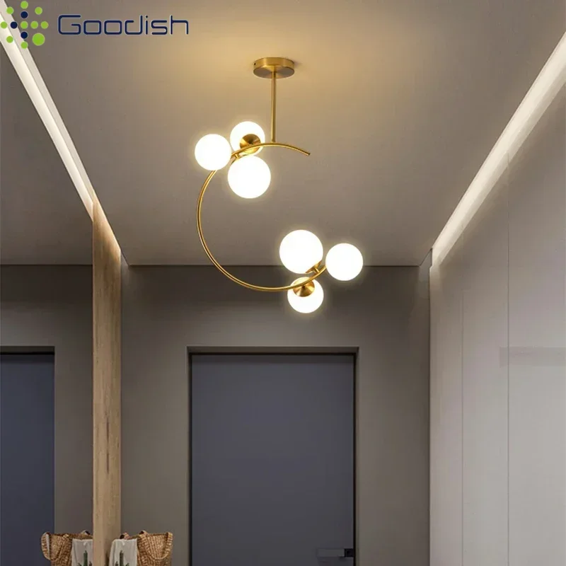 Mittelalterliche Bauhaus Gold Glaskugel Bubble Hängende LED Pendelleuchten Kreative Geschmiedete Lampen für Schlafzimmer Heimdekoration Kronleuchter