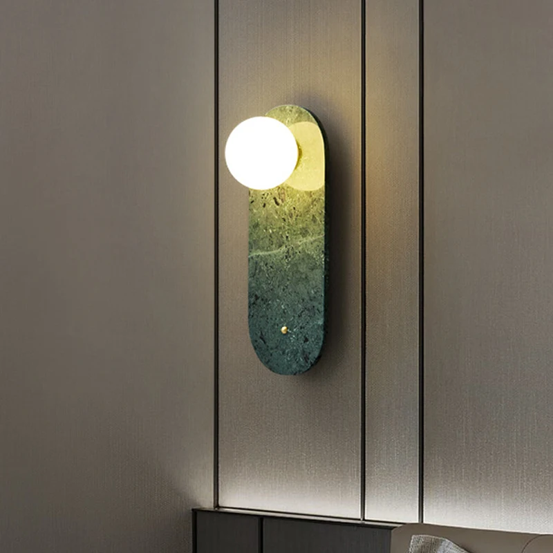 Marmor Wandleuchte Innen Home Decor Badezimmer Nachttischlampe Luxus Foyer Grün Weiß Stein Hotel Korridor Wandleuchte Beleuchtung