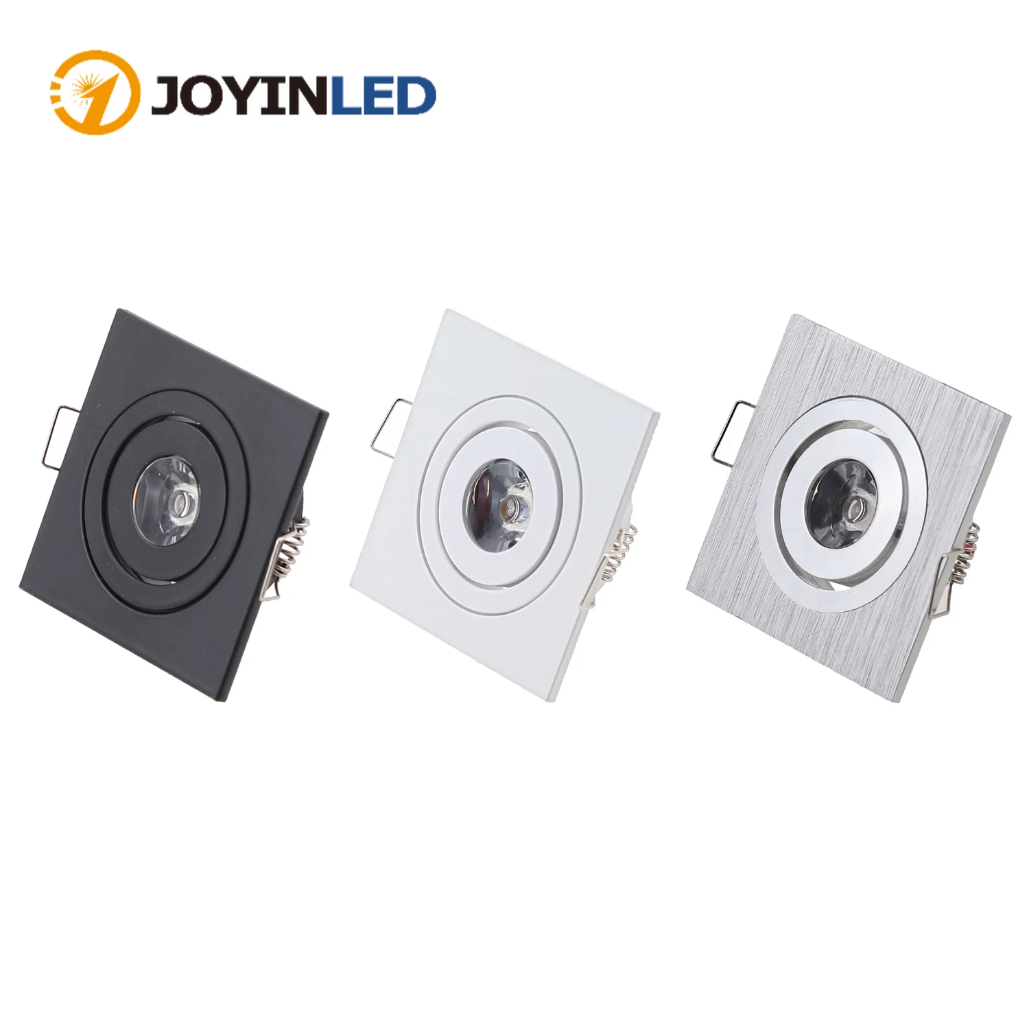 JOYINLED 3W LED-Einbau-Downlight, quadratisches Aluminium-Spotlicht, weiß, schwarz, Bürste, silberfarben, für Wohnzimmerschrank