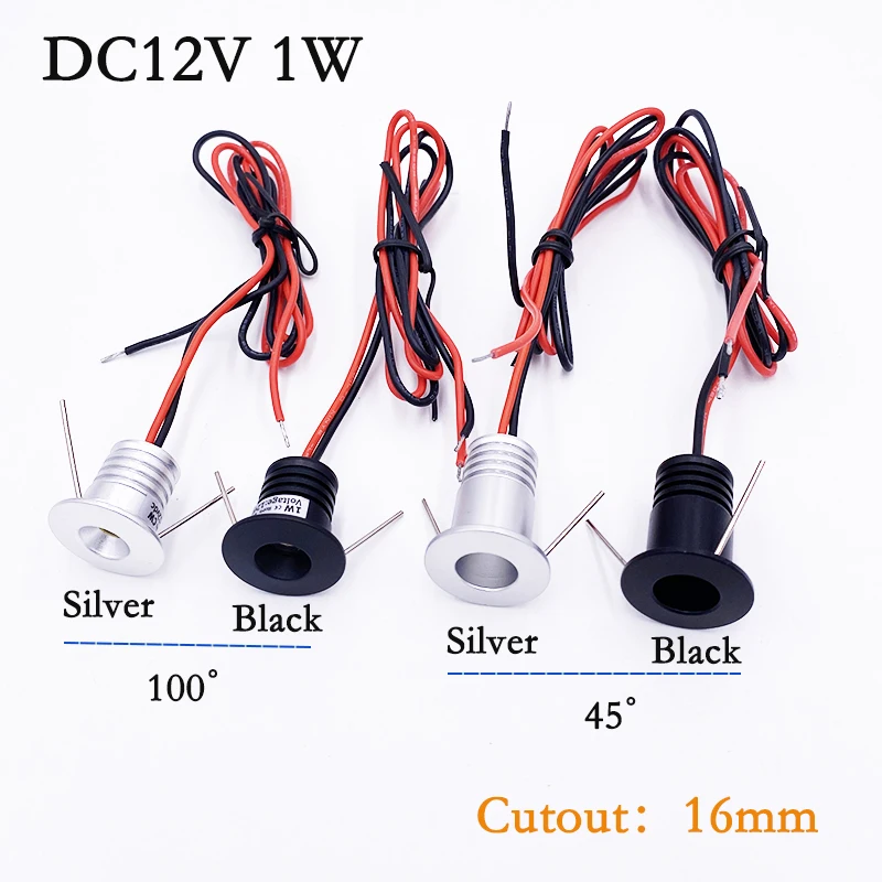 Mini-LED-Strahler, 1 W, dimmbar, DC12 V, Einbauleuchte, 16 mm Ausschnitt, IP65, Deckenleuchte für Vitrinen, Ausstellungsstücke – Packung mit 1–6 Stück