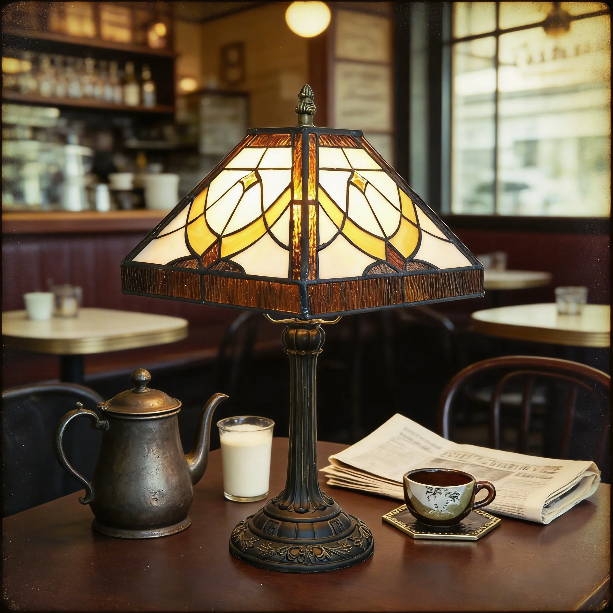 Tiffany-Lampe im Mission-Stil, Tischleuchte aus Buntglas, antike Schreibtischlampe, Vintage-Leselampe für Zuhause, Café, Büro