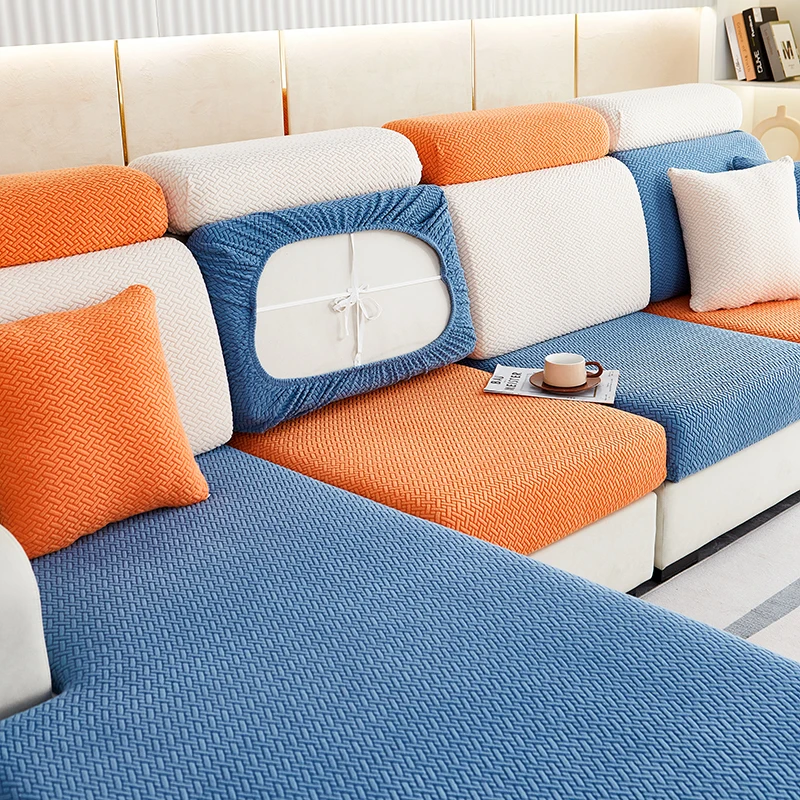 Jacquard Sofa Sitzkissen Abdeckung Abnehmbare Wohnzimmer Elastische Sofas Kissen Fall Haustiere Kinder Waschbar Möbel Schutz Abdeckungen
