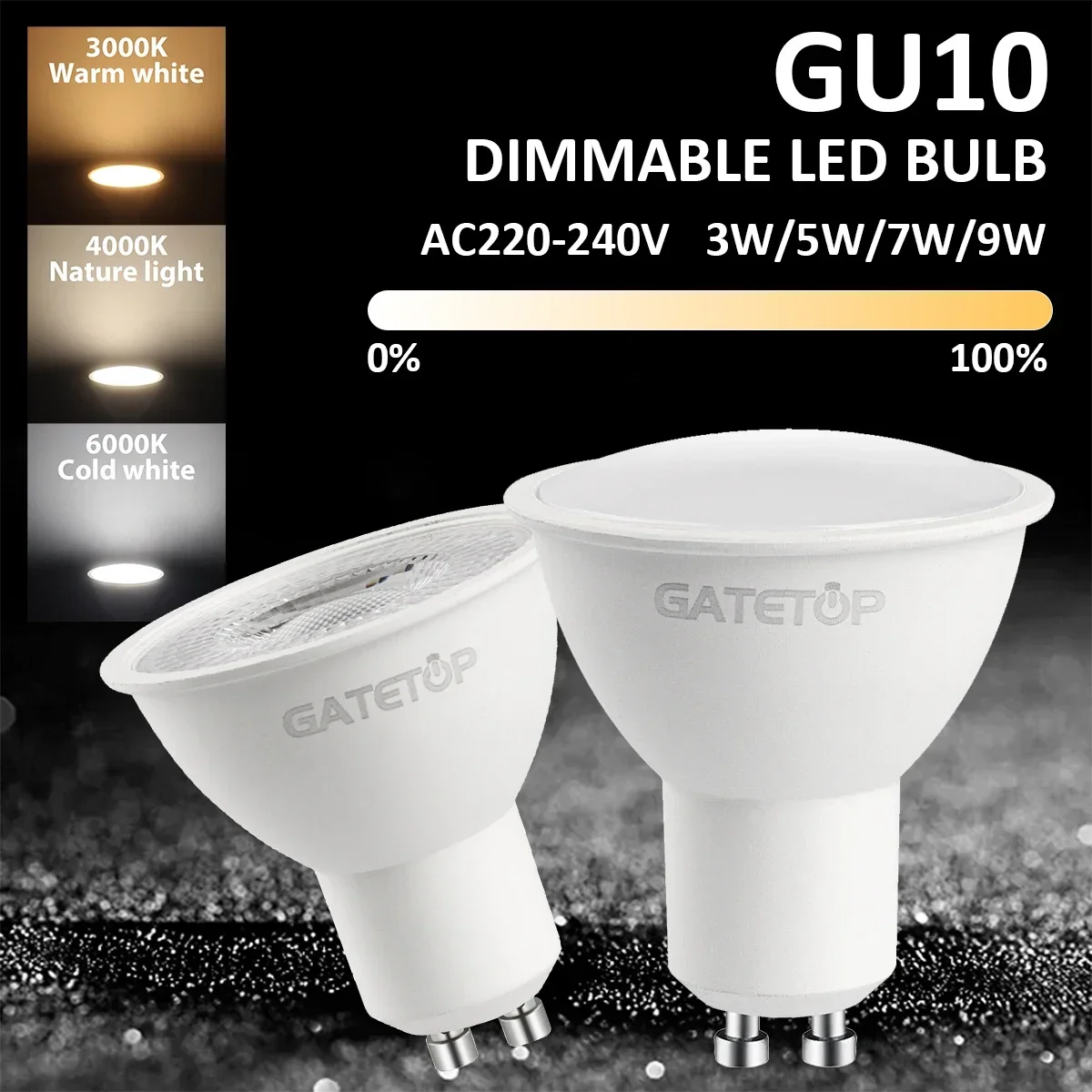 10–50 Stück Energy Spot GU10-Sockel-LED-Glühbirne, dimmbar, 4000 K, 6000 K, Tageslicht, 50 W, Halogen-Ersatz für Landschaftsschienenbeleuchtung