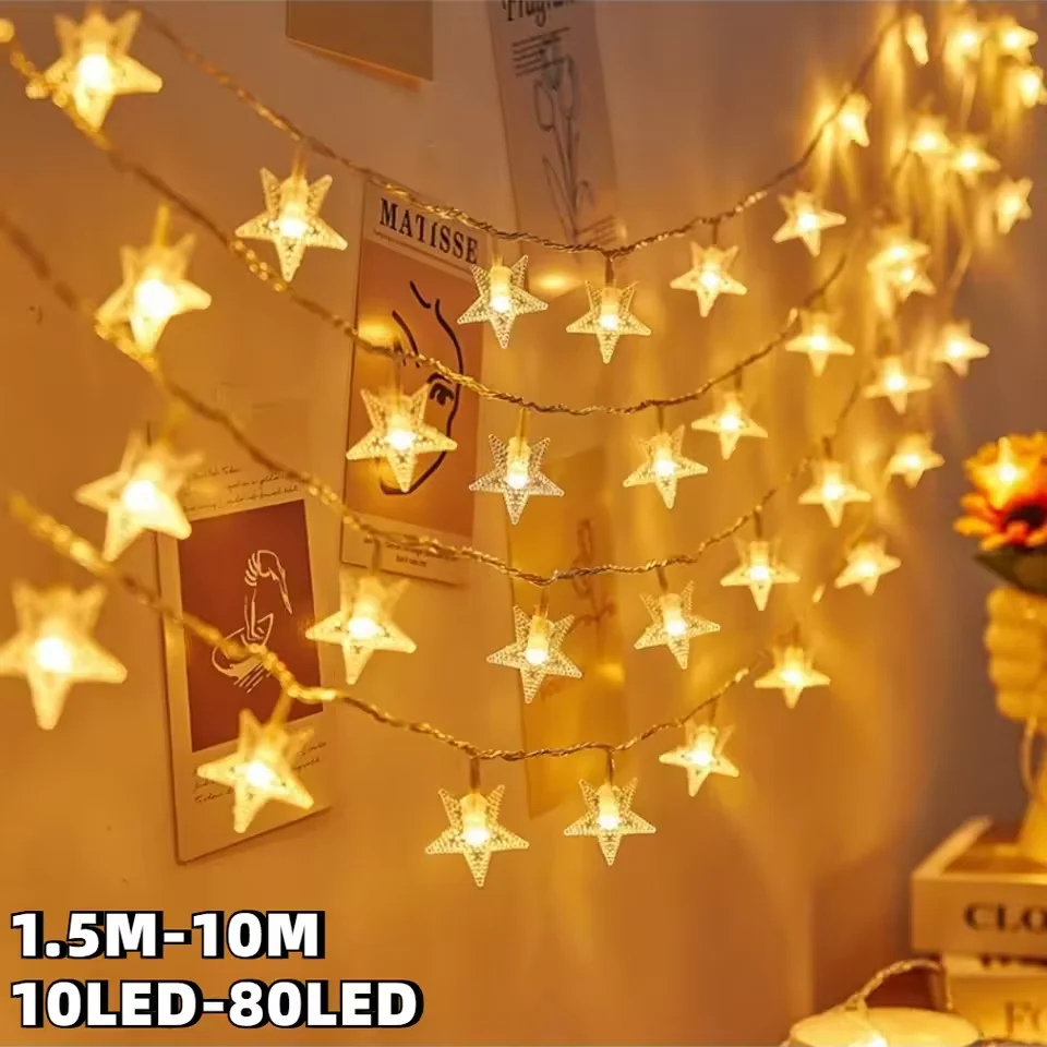 LED-Lichterkette für den Außenbereich, Sternkette, Girlande, Lichter, Glühbirne, Lichterkette, Party, Zuhause, Hochzeit, Garten, Weihnachtsdekoration, 1,5/6/10 m