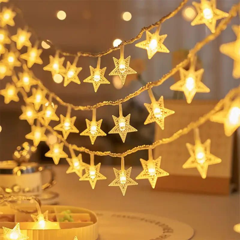 6 m 40 LED-Stern-Lichterkette, Party-Dekoration, Lichterkette, batteriebetrieben/USB-betrieben, geeignet für Terrasse, Zuhause, Hochzeit, Party 1010