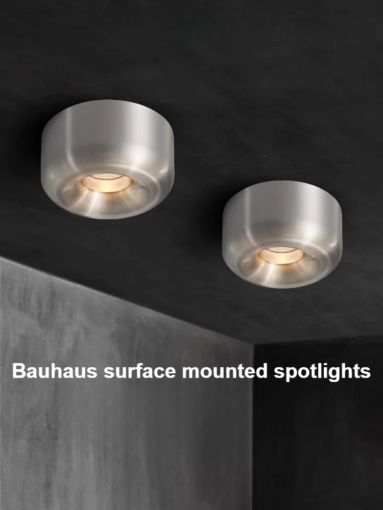 Vintage Bauhaus LED-Aufbaustrahler Deckenleuchten Silber 5W/7W/10W/12W Spotlichter Wohnzimmer Flur Innenleuchten