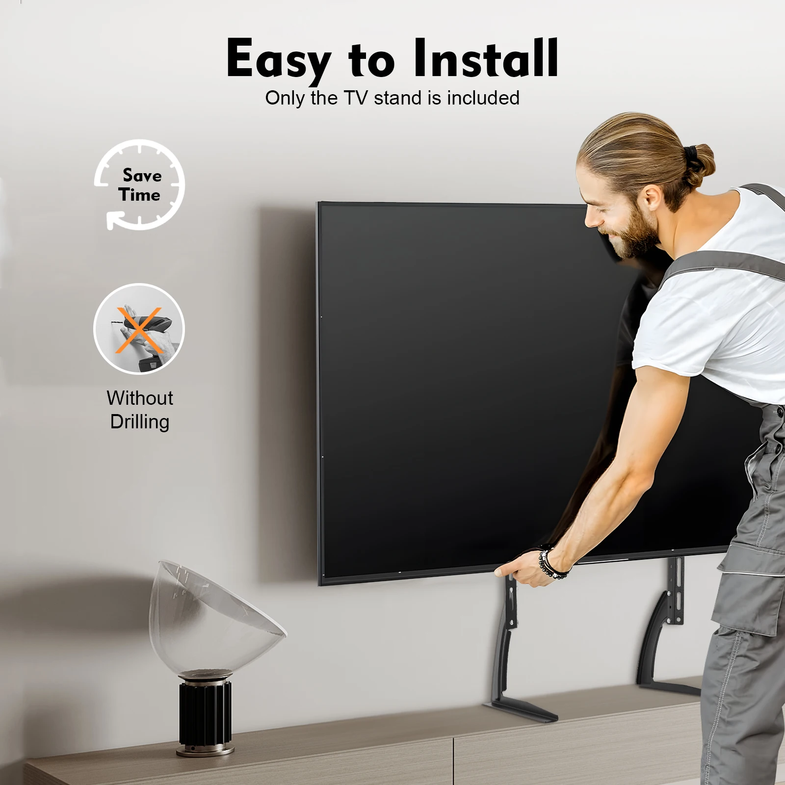 TV-Ständer, 77,2 Pfund Tragkraft, für 32-70 Zoll LCD-Fernseher, höhenverstellbarer TV-Ständer mit 3 mm kaltgewalztem Stahl, schwarz