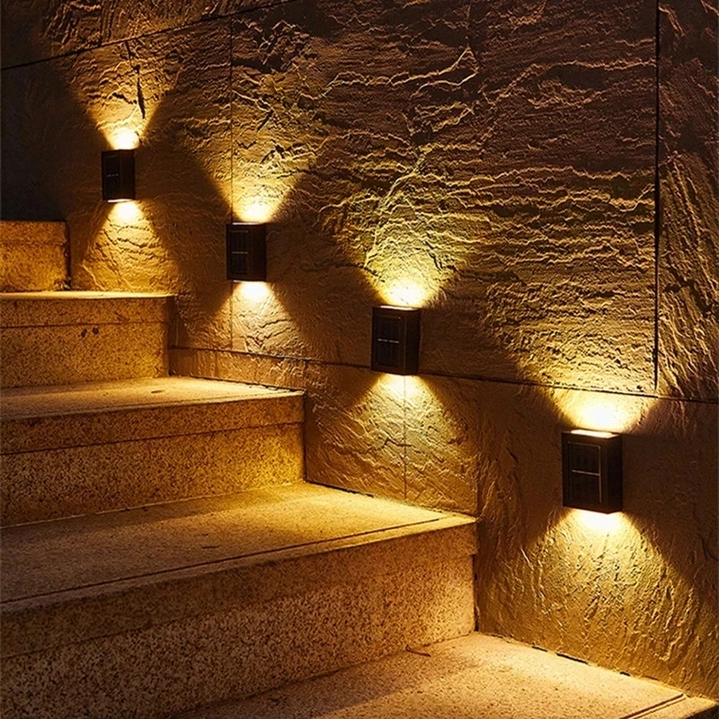 6 LED Solar leuchten im Freien wasserdicht auf und ab leuchtende Beleuchtung Wand leuchte Garten Dekor Treppen Zaun Balkon Sonnenlicht Lampen