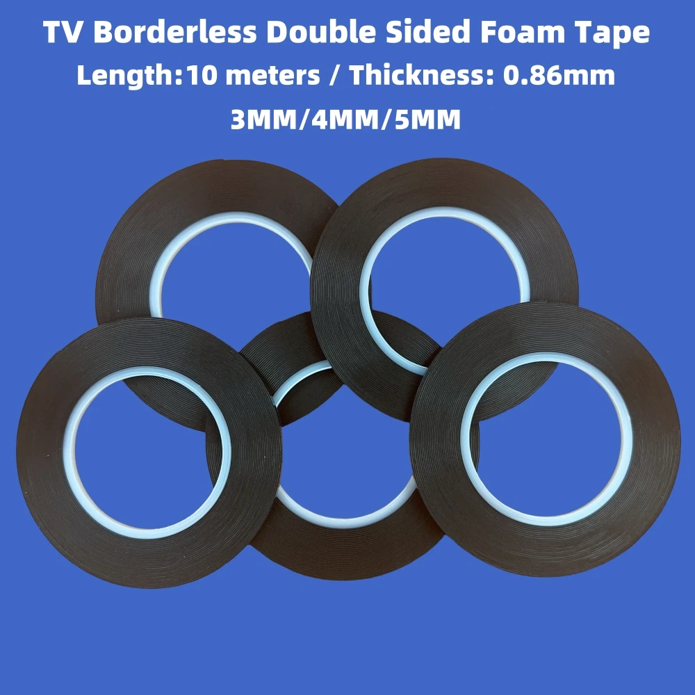 LCD-LED-TV-Bildschirm-Matrix-Display-Panel-Reparaturband für rahmenlose Fernseher, doppelseitiges Klebeband aus Schaumstoff, schwarz, 3/4/5/6 mm