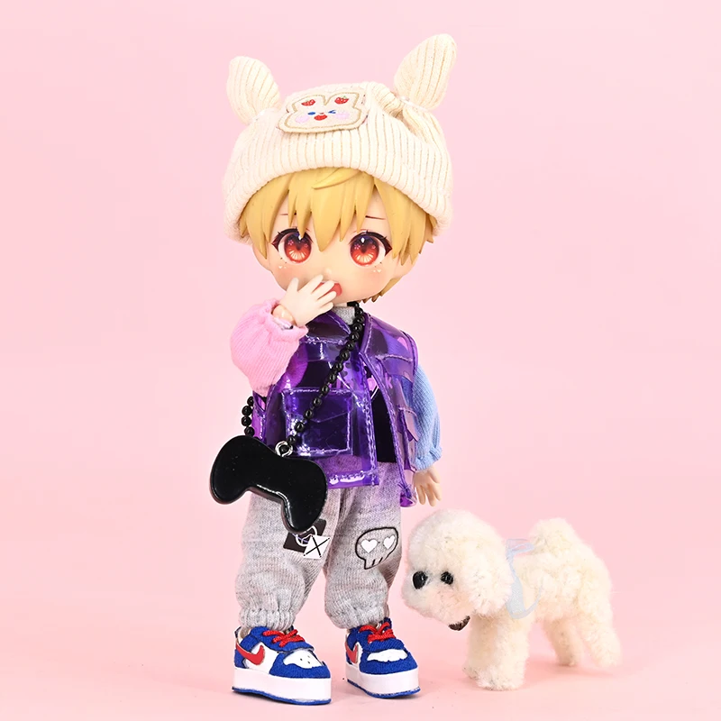 Süße ob11 Puppe Videospiel Kleidung Kleidung Puppen Hut Spiel Kleidung Zubehör für obitsu11, molly, gsc, ymy Körper, 1/12bjd Puppen
