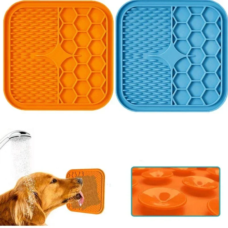 Silikon-Leckmatte für Haustiere, Slow-Food-Teller für Hunde zur Ablenkung beim Baden, Silikon-Leckmatte mit Saugnapf für Hundetraining, Zubehör für Hundefutter.