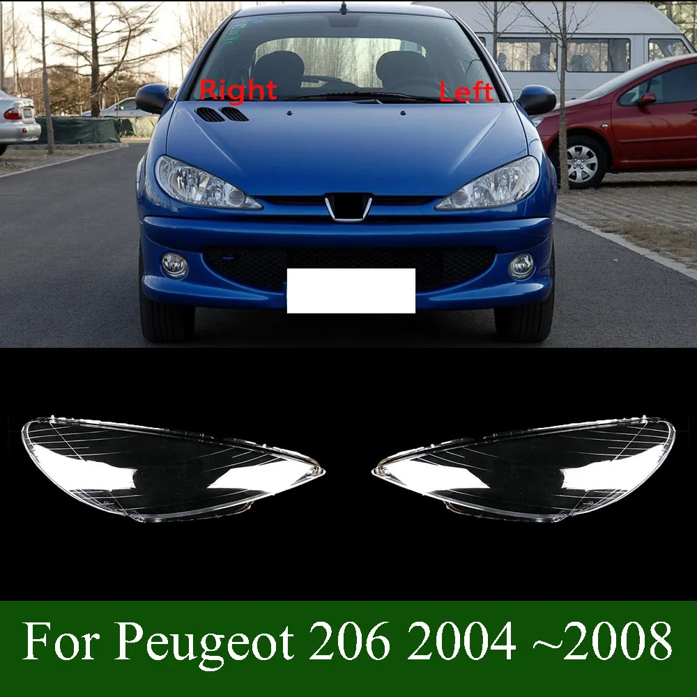 Für Peugeot 206 2004 ~ 2008 Transparent Lampenschirm Lampenschirm Front Scheinwerfer Shell Scheinwerfer Abdeckung Objektiv Plexiglas