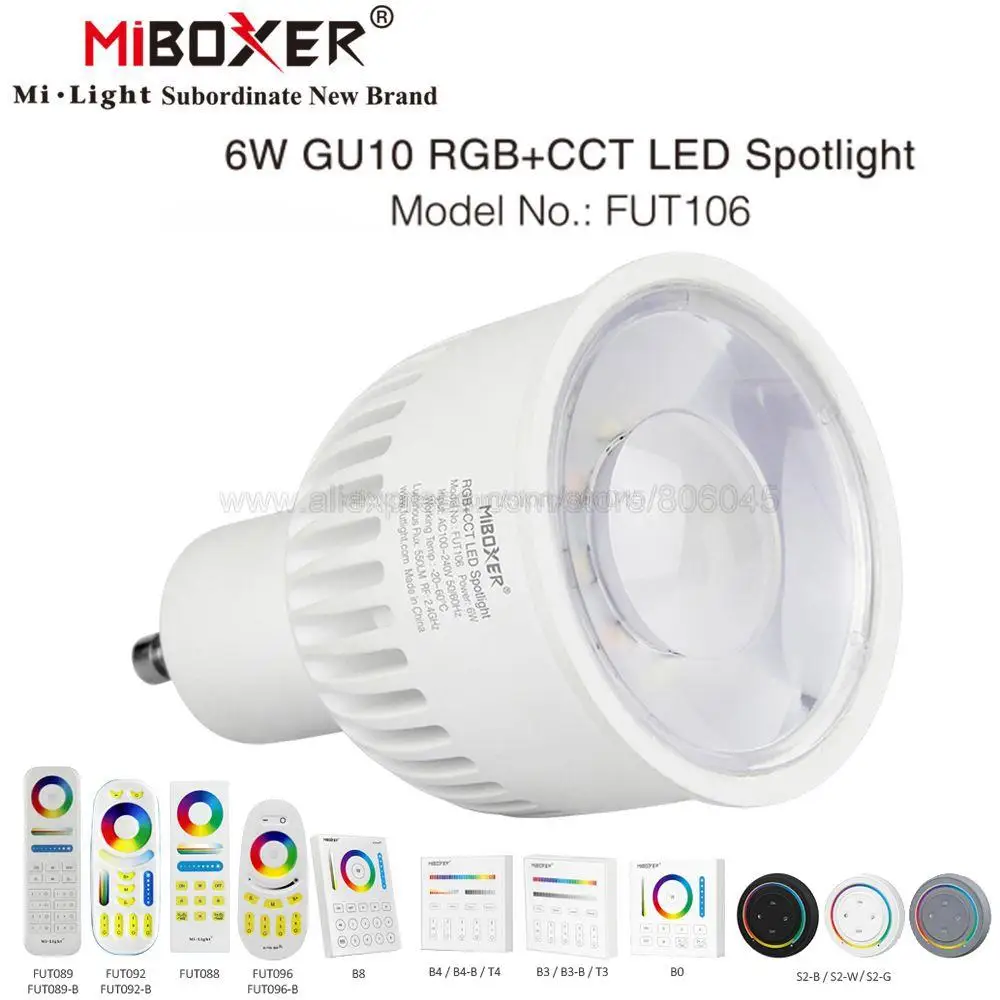 MiBoxer FUT106 AC110V 220V 6W GU10 RGB + CCT LED Strahler LED Lampe Unterstützung 2,4G RF Fernbedienung WiFi APP Steuerung Für Häuser Bars Zimmer