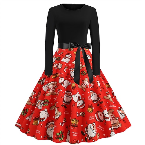 Robe de Noël Robe de vacances Mrs. Claus Noël Fête costumée Tenue Quotidienne pour Femmes Adultes Noël Carnaval Nouvel An Mascarade Vacances Soirée Noël Robe