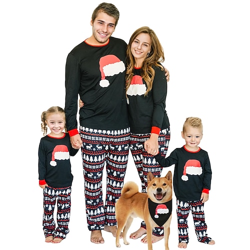 Pyjamas de Noël en famille Vêtements de Nuit Pyjama de Noël père Noël Noël Tenues assorties à la famille pour Homme Femmes Garçons Fille Adultes Noël la veille de Noël Noël Vêtements de maison Haut